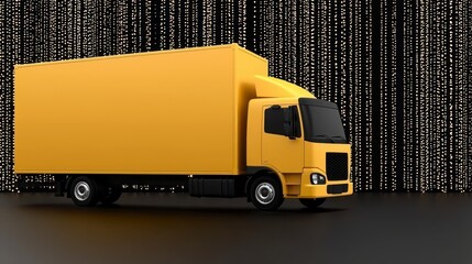 Yellow Delivery Truck Against Sparkling Background