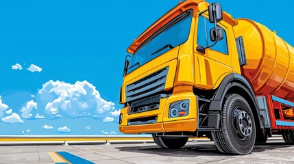 Yellow Tanker Truck Pixel Art Illustration