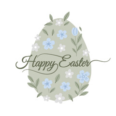 Spring holiday, Easter celebration. A modern card and banner. Patterned eggs with bunnies and flowers.