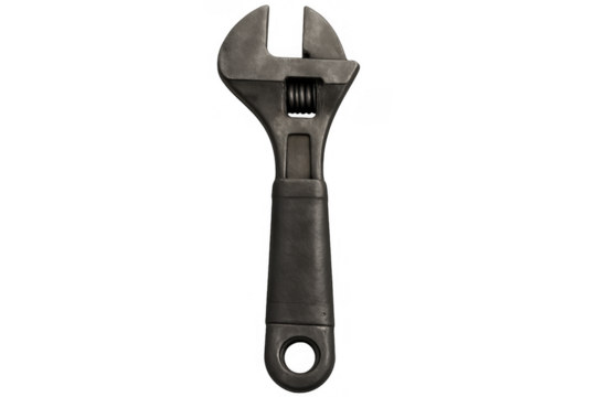 Adjustable wrench tool for repair service and home improvement, showing essential hardware equipment on transparent background