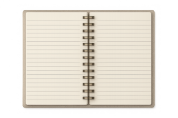 Open blank lined spiral notebook with empty pages, diary or journal for writing ideas and planning tasks
