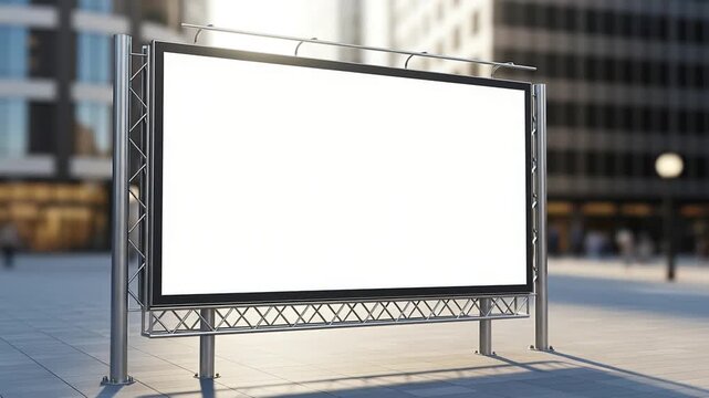 Blank outdoor city street billboard commercial advertisement display white screen mockup promotional.
