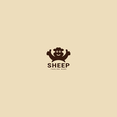 Happy Sheep Vector Logo Design with Two Thumbs Up