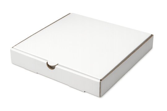 Blank white pizza box creating copy space for branding, takeaway, or food delivery concepts with transparent background