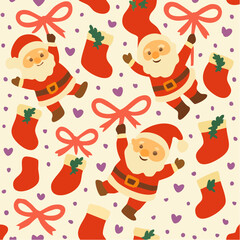 Naklejka premium festive hollyloop: jubilant santas, stocking bows and purple-heart merry scatter for wrapping and seasonal wonder