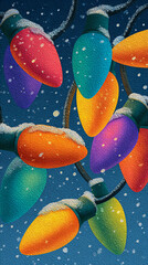 Colorful Christmas Lights In Snow