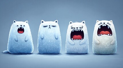 Obraz premium four cartoonish polar bears arranged in a row, each with varying expressions
