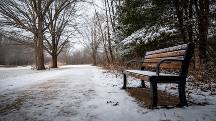 公園のベンチと雪 / Snowy Park Bench