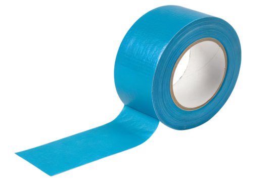 Roll of Blue Duct Tape Isolated, Versatile Adhesive Solution for Various Repair Needs