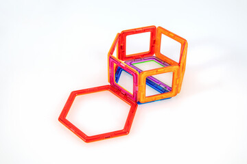 STEM education tiles assembling geometric panda body frame