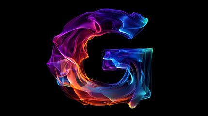 3d calligraphic rainbow color letter G