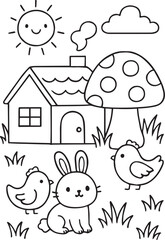 Minimal Toddler Silhouette Line Art Collection – Simple Baby Activity Outlines on White Background- 