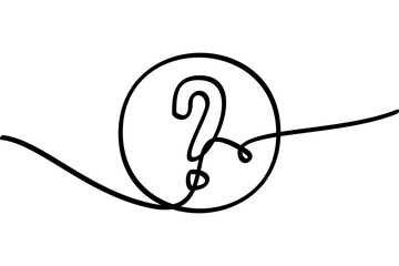 Question mark illustration with continuous line design. Interesting abstract line art design.