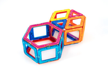 Magnetic building tiles constructing panda arms and legs