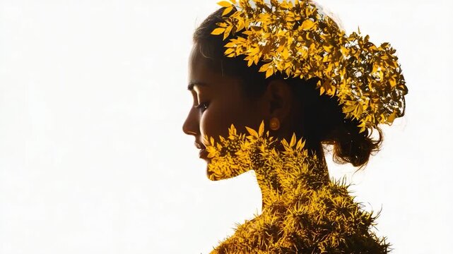 A woman wearing a beautiful floral crown, great for wedding or festival ry