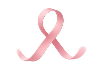 Pink ribbon representing breast cancer awareness month with supporting health, hope, and fighting disease on transparent background