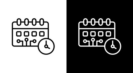 Smart Schedule Outline White Icon Set Design