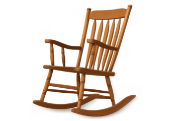 Wooden rocking chair offering comfort and relaxation, classic furniture on transparent background for home interiors design