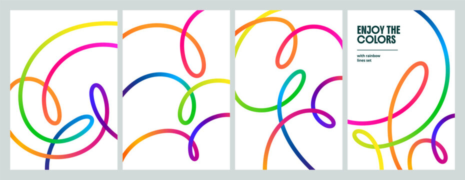 Wave Shape Color Lines Pattern. Vector Abstract Gradient Ribbon Background Design. Curve Rainbow Color Graphic Shapes.