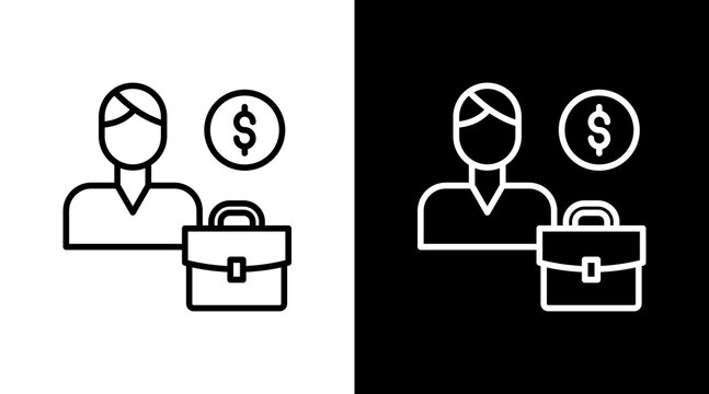 Micro Job Outline White Icon Set Design
