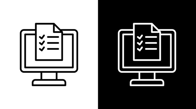 Online Task Outline White Icon Set Design