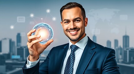 Businessman using tablet analyzing automation and artificial intelligence growth trends to optimize operational efficiency and drive innovation in manufacturing processes.