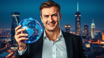 Businessman using tablet analyzing automation and artificial intelligence growth trends to optimize operational efficiency and drive innovation in manufacturing processes.