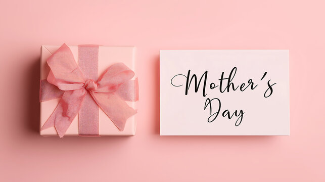 Happy mother's day gift box present card celebration pink background - Powered by Adobe