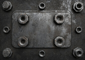 Rustic Metal Plate with Hex Nuts