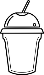 Minimalist Outline Drawing of a Takeaway Drink Cup on White
