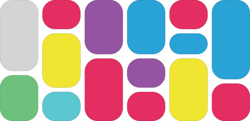 Colorful rounded rectangles and circles arranged in a pattern