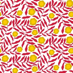 Elegant Botanical Vine Pattern with Stylized Leaves and Golden Accents