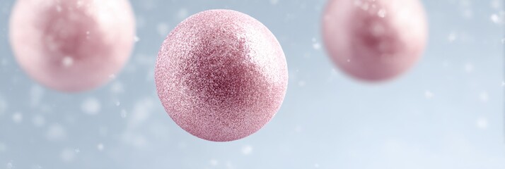 Three pink balls are floating in the air