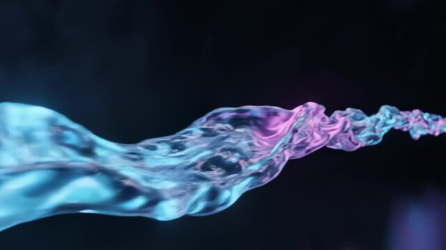 Fluid Simulation Flowing With Turquoise and Pink Color
