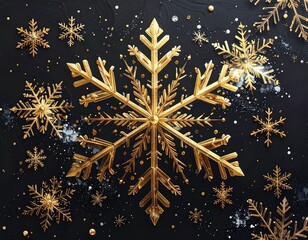 雪の結晶　黒背景