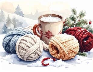 マグカップ　毛糸　冬