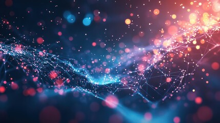 Abstract Digital Plexus Wave Technology with Connected Nodes and Sparkles