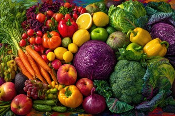 A vibrant assortment of fresh produce, showcasing a colorful variety of fruits and vegetables
