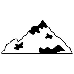 Mountain Sketch Icon. Vector Outline