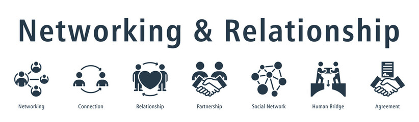 Networking & Relationship web banner icon vector illustration concept with icon of networking, connection, relationship, partnership, social network, human bridge, and agreement.