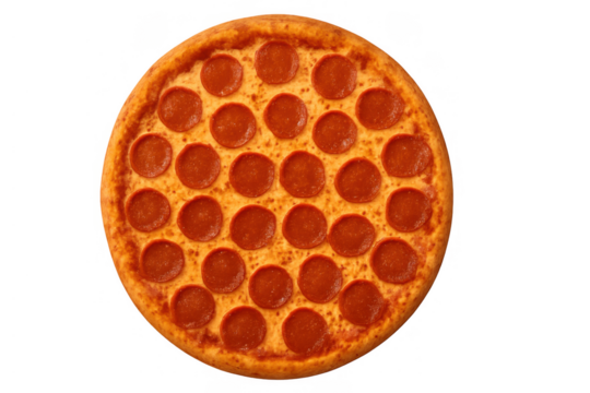 Pepperoni pizza with a thick crust and melted cheese, a classic italian-american fast food item, transparent background