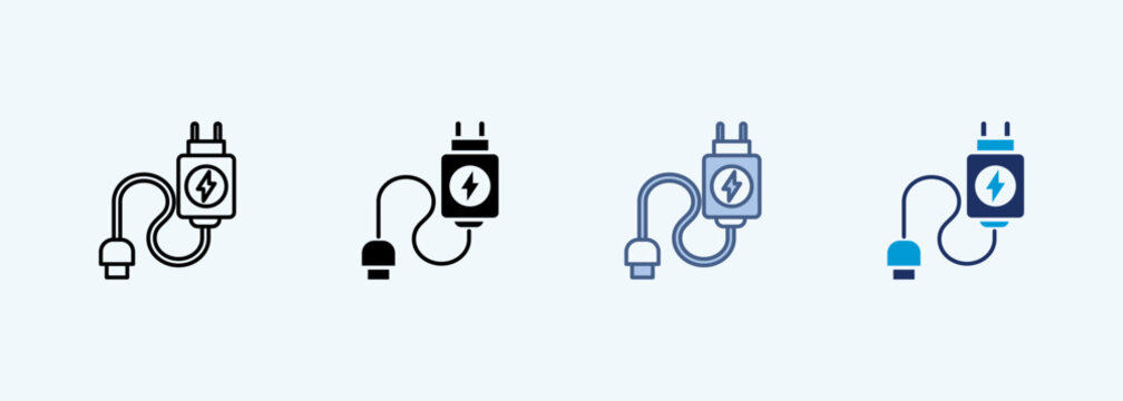 charging cable Multiple Style Icon Collection