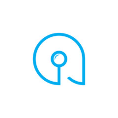 letter a lowercase magnify glass simple logo vector
