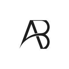 letter ab swoosh curves motion linked logo vector