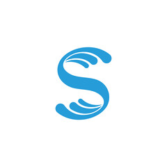 letter s blue water splash simple geometric logo vector