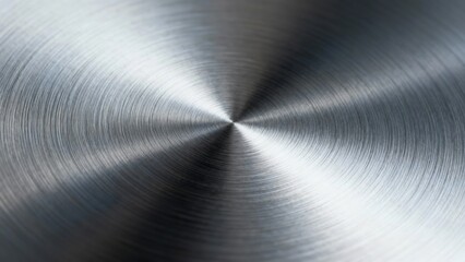 Close-up of a brushed metal surface with concentric circular patterns and reflective highlights