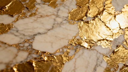 Close-up of marble surface with gold leaf accents