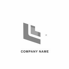 Minimalist grey isometric L letter logo for corporate branding.