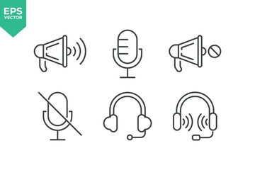 Set Of Sound Icons. Contains such icons as Sound Volume Process, Headset, Audio Wave, Headphone, Soundbeat, Speaker, and more.