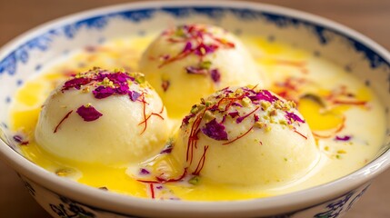 Delicious Indian Sweet Dish Rasmalai Served in a Bowl